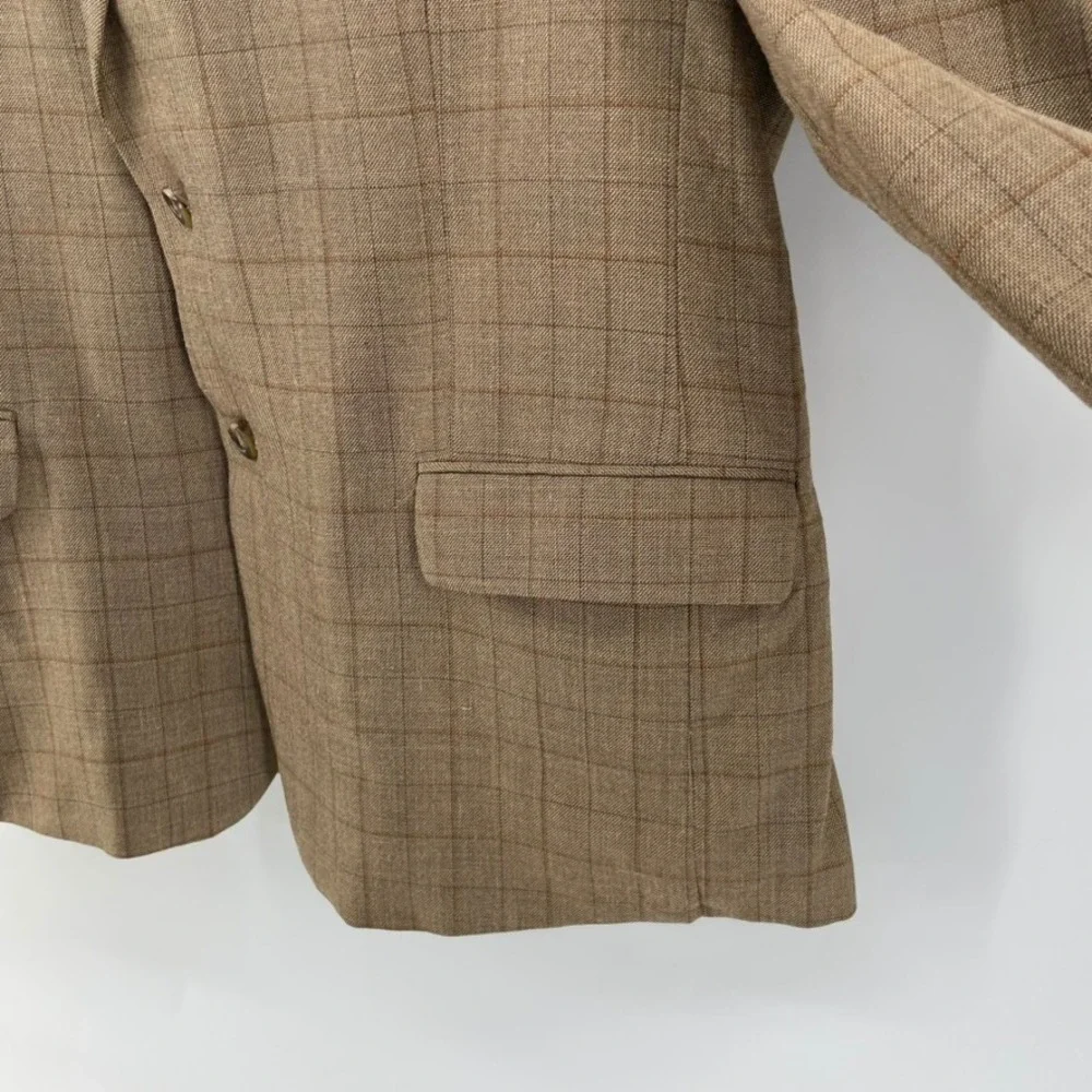 Jos A Bank Sport Coat 46R Brown Wool Silk‎ Blend Two Button Blazer Suit Jacket